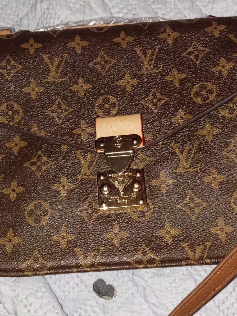 Louis Vuitton Monogram Messenger with Gold-Tone Lock and Tan Trim